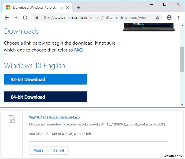 ดาวน์โหลด Windows 10 ISO อย่างเป็นทางการโดยไม่ต้องใช้ Media Creation Tool 
