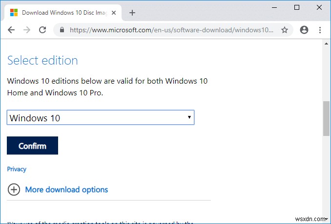 ดาวน์โหลด Windows 10 ISO อย่างเป็นทางการโดยไม่ต้องใช้ Media Creation Tool 