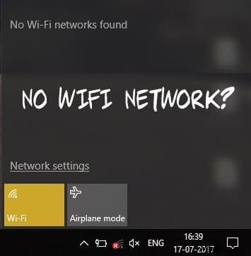 แก้ไขเครือข่าย WiFi ไม่แสดงบน Windows 10