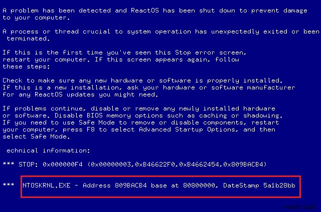 แก้ไขข้อผิดพลาด Ntoskrnl.exe BSOD Blue Screen 