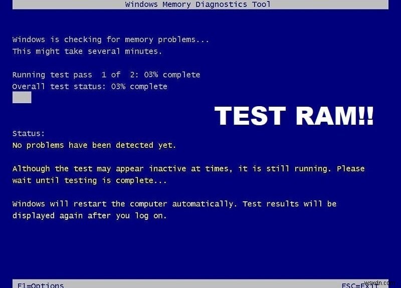 ทดสอบ RAM ของคอมพิวเตอร์ว่าหน่วยความจำไม่ดี