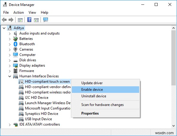 ปิดการใช้งานหน้าจอสัมผัสใน Windows 10 [GUIDE]