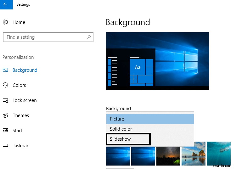 วิธีเปิดใช้งานภาพพื้นหลังสไลด์โชว์ใน Windows 10 
