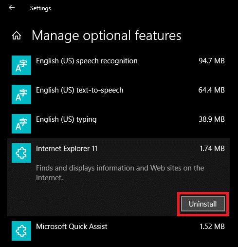 วิธีถอนการติดตั้ง Internet Explorer จาก Windows 10 