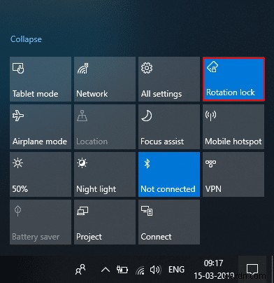 แก้ไข Rotation Lock เป็นสีเทาใน Windows 10 