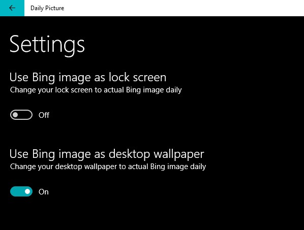 ตั้งค่ารูปภาพ Bing รายวันเป็นภาพพื้นหลังใน Windows 10