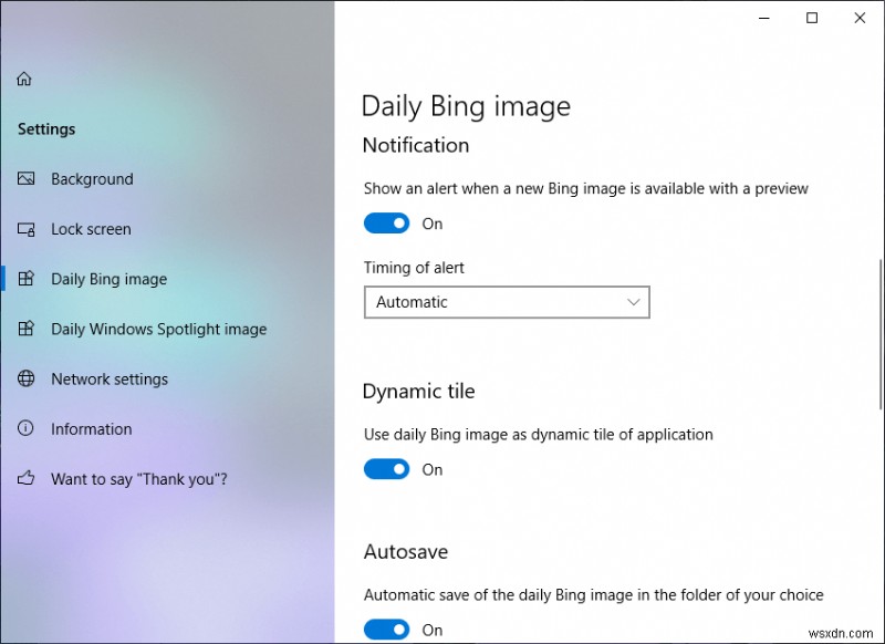 ตั้งค่ารูปภาพ Bing รายวันเป็นภาพพื้นหลังใน Windows 10