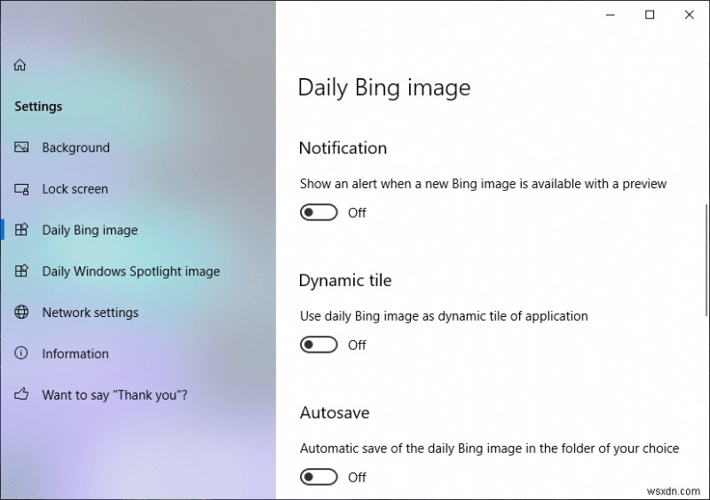 ตั้งค่ารูปภาพ Bing รายวันเป็นภาพพื้นหลังใน Windows 10