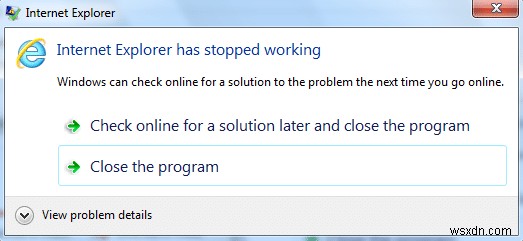 แก้ไข Internet Explorer หยุดทำงาน