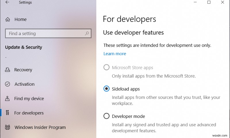วิธีการไซด์โหลดแอปใน Windows 10