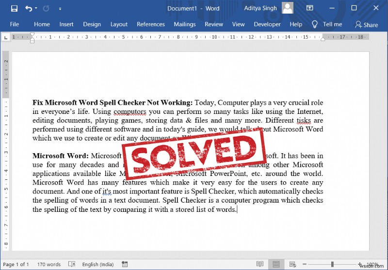 แก้ไขการตรวจการสะกดไม่ทำงานใน Microsoft Word 