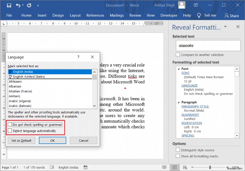 แก้ไขการตรวจการสะกดไม่ทำงานใน Microsoft Word 