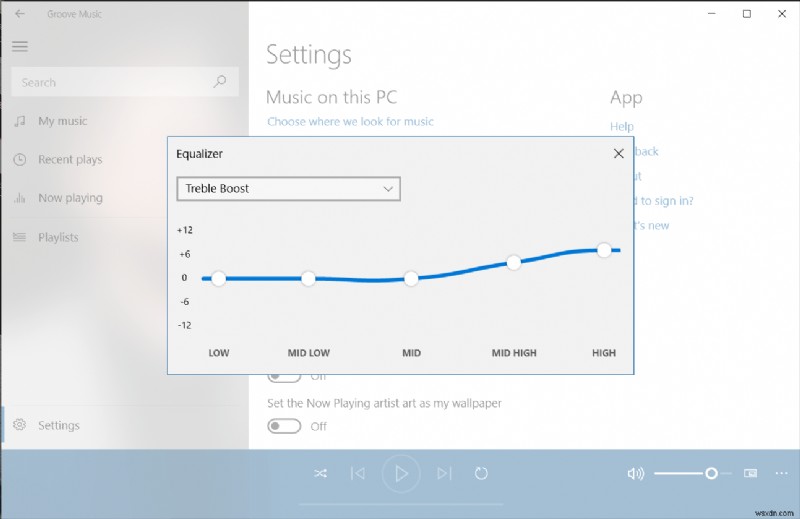 วิธีใช้อีควอไลเซอร์ใน Groove Music ใน Windows 10