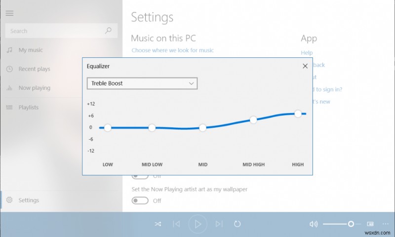 วิธีใช้อีควอไลเซอร์ใน Groove Music ใน Windows 10