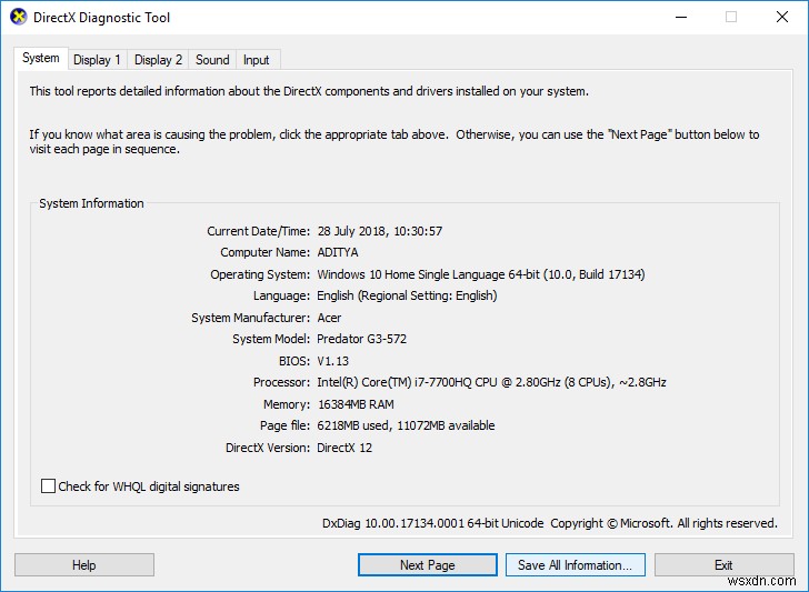 วิธีใช้ DirectX Diagnostic Tool ใน Windows 10