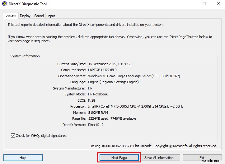 วิธีใช้ DirectX Diagnostic Tool ใน Windows 10