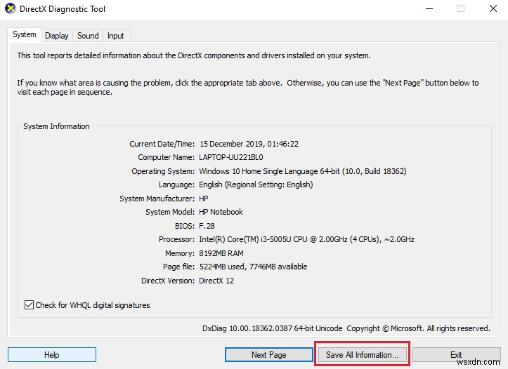 วิธีใช้ DirectX Diagnostic Tool ใน Windows 10