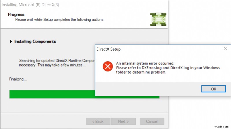 แก้ไขไม่สามารถติดตั้ง DirectX บน Windows 10 