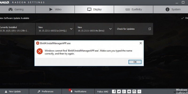 แก้ไขข้อผิดพลาด AMD Windows ไม่พบ Bin64 –Installmanagerapp.exe 