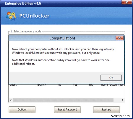 กู้คืน Windows 10 ลืมรหัสผ่านด้วย PCUnlocker 