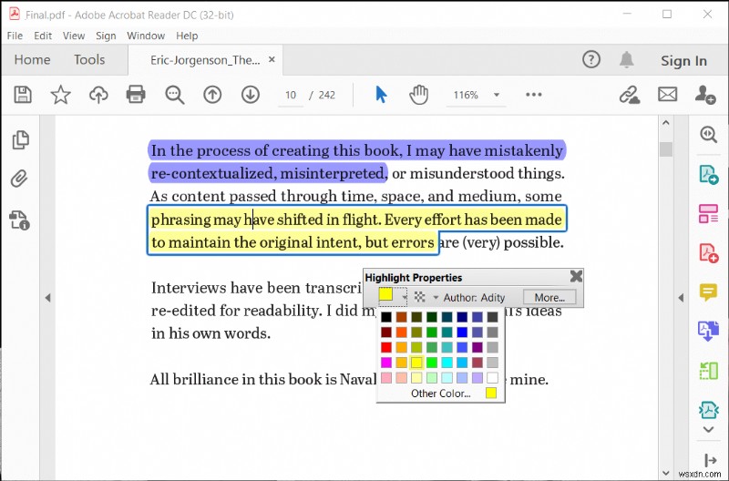 วิธีการเปลี่ยนสีไฮไลท์ใน Adobe Acrobat Reader