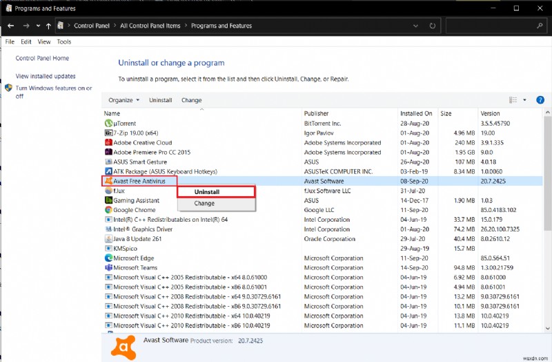 วิธีลบ Avast ออกจาก Windows 10