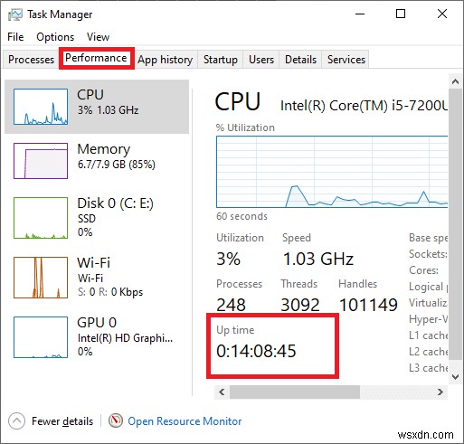 วิธีดูเวลาทำงานของระบบใน Windows 10 