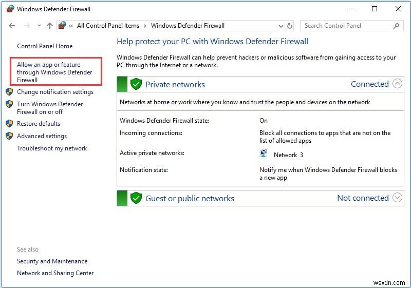 วิธีการบล็อกหรือเลิกบล็อกโปรแกรมในไฟร์วอลล์ Windows Defender