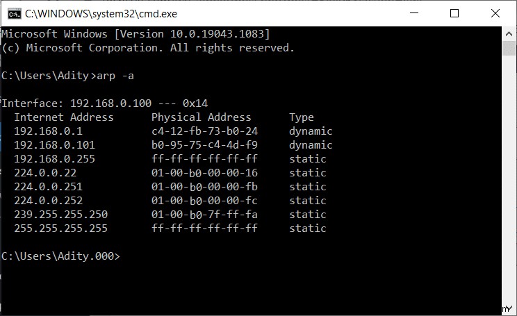 วิธีล้าง ARP Cache ใน Windows 10 