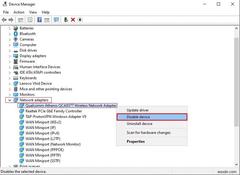 แก้ไขข้อผิดพลาด Media Disconnected ใน Windows 10 