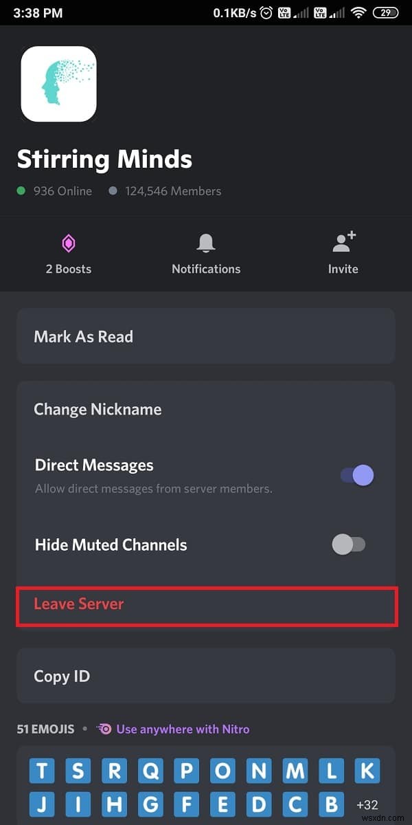 วิธีออกจากเซิร์ฟเวอร์ Discord 