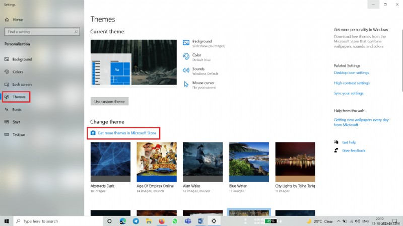 วิธีดาวน์โหลดธีมสำหรับ Windows 10 