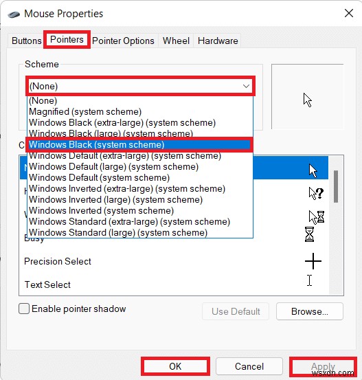 วิธีรับเคอร์เซอร์สีดำใน Windows 11