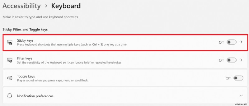 วิธีปิด Sticky Keys ใน Windows 11 