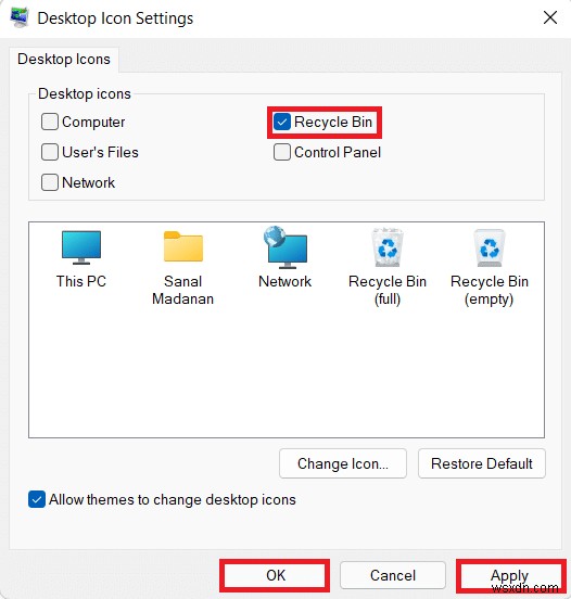 วิธีคืนค่าไอคอนถังรีไซเคิลที่หายไปใน Windows 11 
