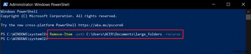 วิธีการลบโฟลเดอร์และโฟลเดอร์ย่อยใน PowerShell 