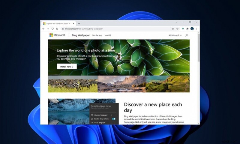 วิธีการดาวน์โหลดและติดตั้ง Bing Wallpaper สำหรับ Windows 11