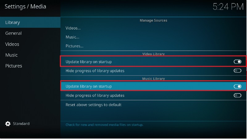 วิธีอัปเดต Kodi Library 