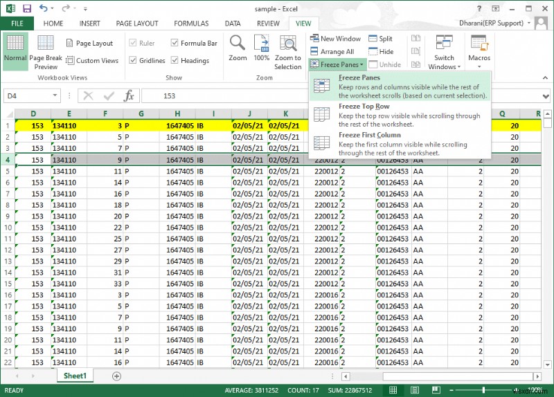 วิธีการตรึงแถวและคอลัมน์ใน Excel