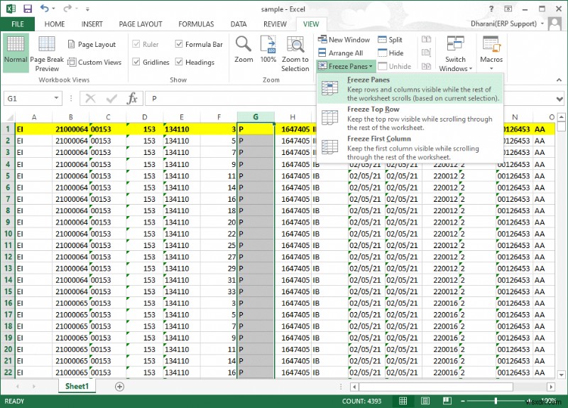 วิธีการตรึงแถวและคอลัมน์ใน Excel