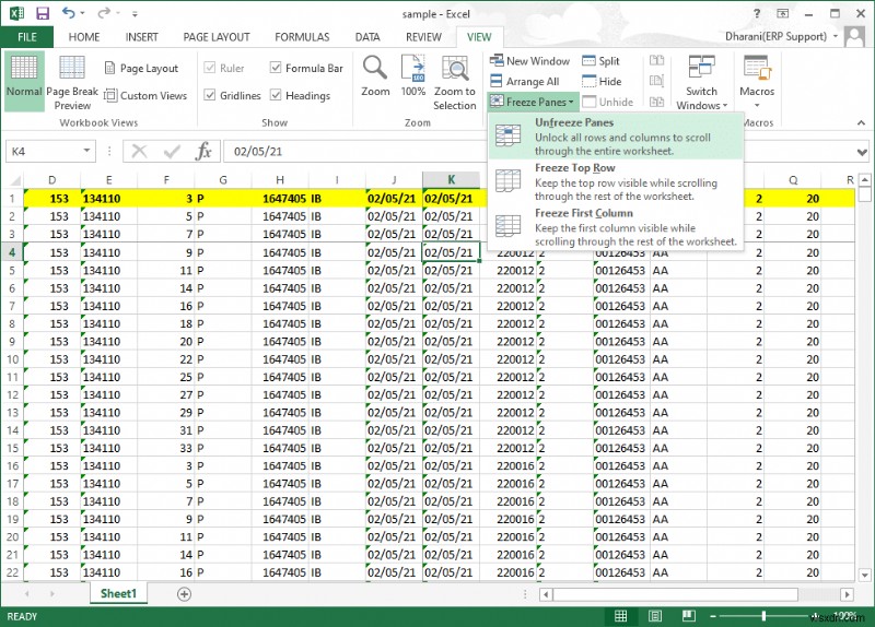 วิธีการตรึงแถวและคอลัมน์ใน Excel