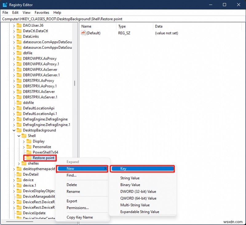 วิธีเพิ่ม Create Restore Point Context Menu ใน Windows 11 
