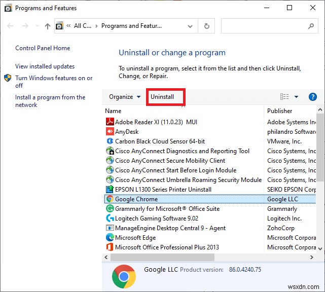 วิธีถอนการติดตั้ง Chromium บน Windows 10 