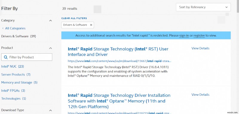 แก้ไขบริการ Intel RST ไม่ทำงานใน Windows 10