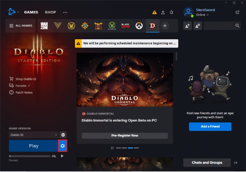 แก้ไข Diablo 3 Error Code 1016 บน Windows 10 