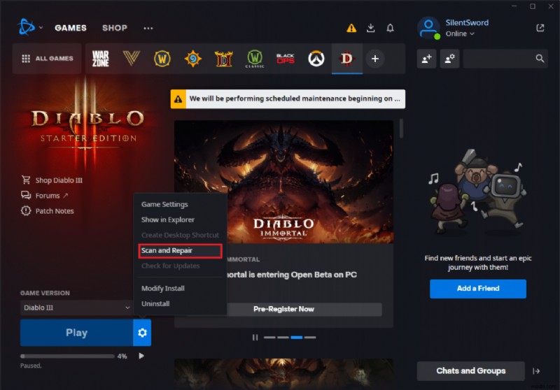 แก้ไข Diablo 3 Error Code 1016 บน Windows 10 