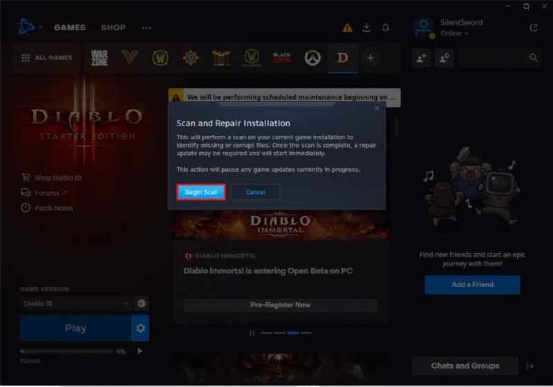 แก้ไข Diablo 3 Error Code 1016 บน Windows 10 