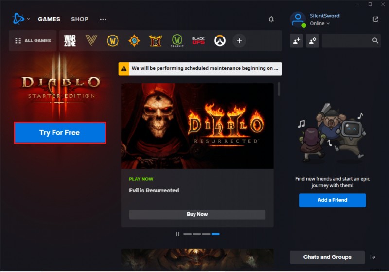 แก้ไข Diablo 3 Error Code 1016 บน Windows 10 