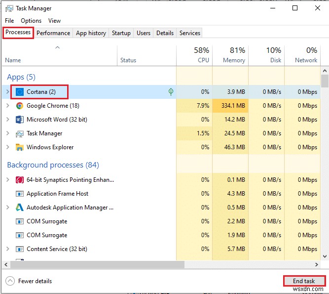 แก้ไข Cortana กินหน่วยความจำบน Windows 10 