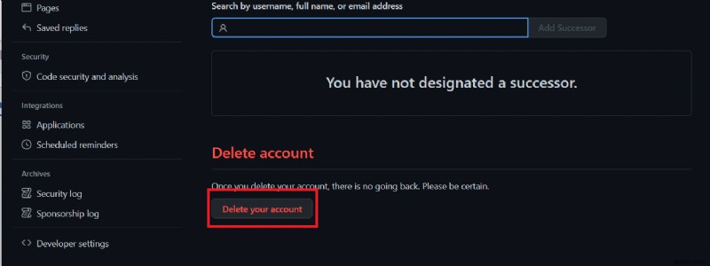 วิธีการลบบัญชี Github อย่างถาวร